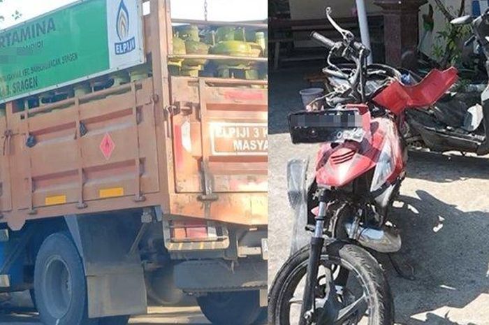 Akibat Sopir Meleng Sebentar, Dua Motor Honda BeAT Dihantam Truk LPG di Sragen , 1 Orang Tewas